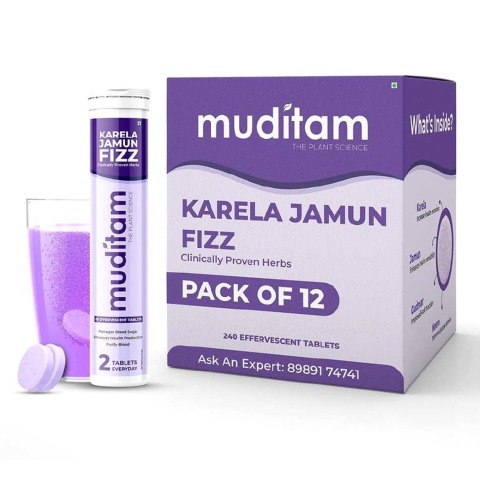 1 - Muditam Karela Jamun Fizz,  Unflavoured (Pack of 12)  20 tablet(s) 