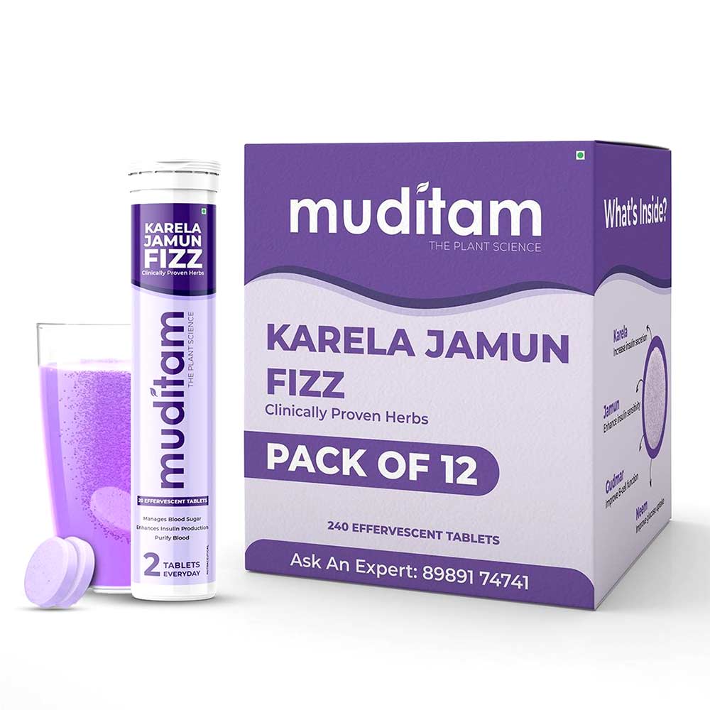 1 - Muditam Karela Jamun Fizz,  Unflavoured (Pack of 12)  20 tablet(s) 