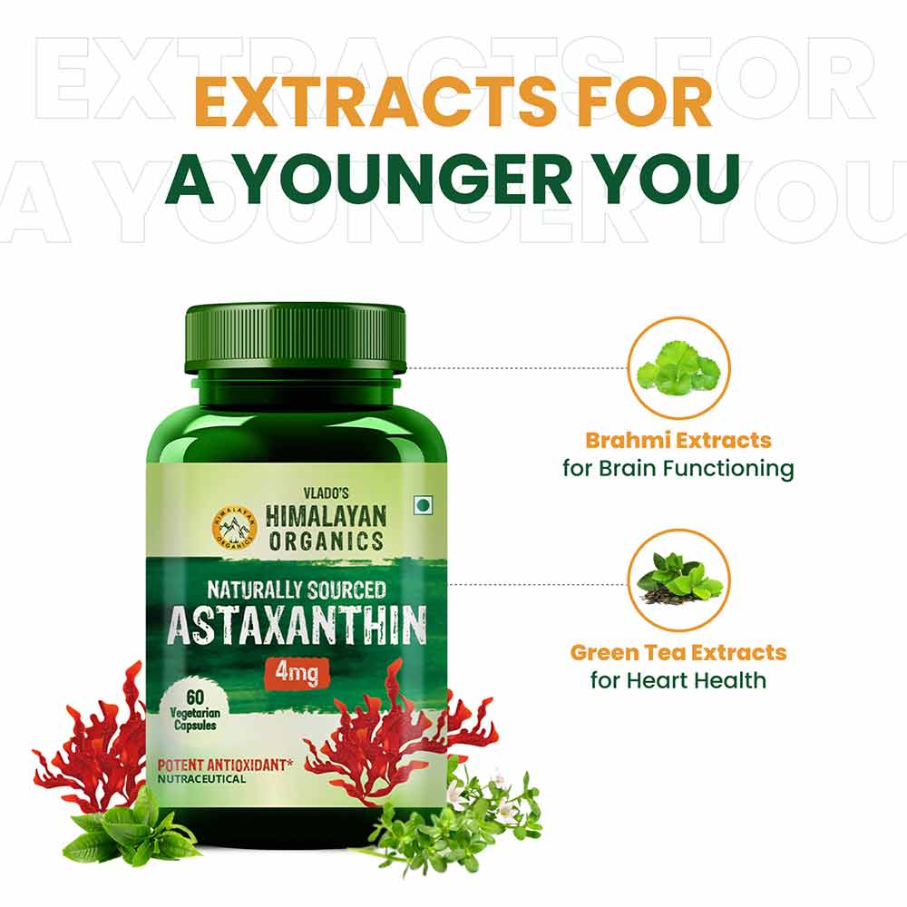 6 - Himalayan Organics Naturally Sourced Astaxanthin 4mg,  60 veggie capsule(s) 