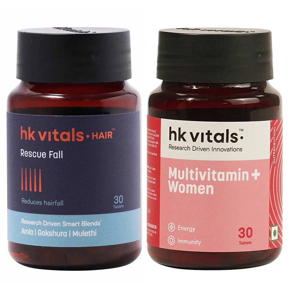 HealthKart HK Vitals Multivitamin Plus Women & Rescue Fall 30 Tabs Combo