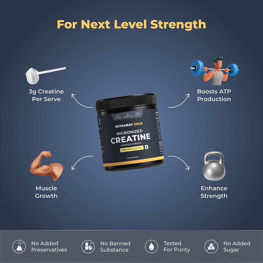 3 - Nutrabay Gold Micronised Creatine Monohydrate,  Pineapple Ice Tea  0.26 lb 
