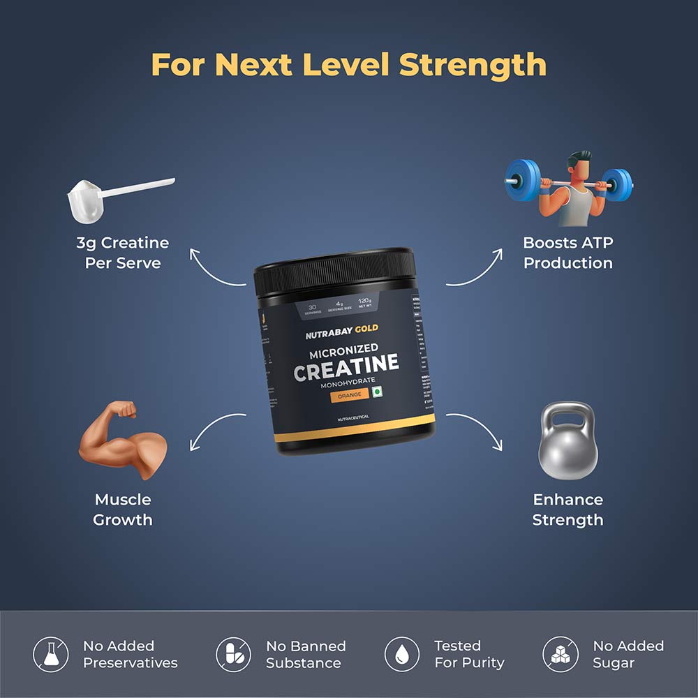 3 - Nutrabay Gold Micronised Creatine Monohydrate,  Orange  0.26 lb 