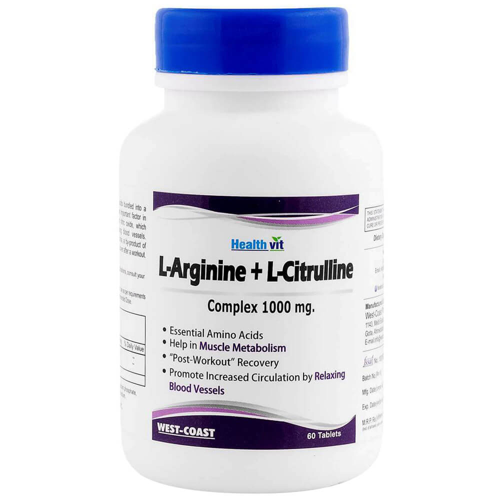 Healthvit L-Arginine L-Citrulline Complex 1000 mg,  60 tablet(s) 