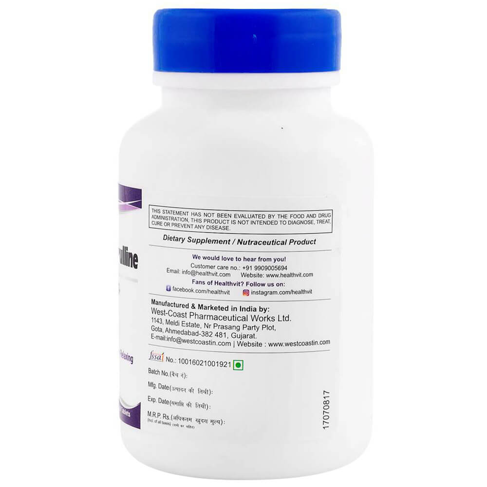 manufacture - Healthvit L-Arginine L-Citrulline Complex 1000 mg,  60 tablet(s) 