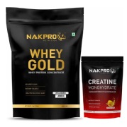 Nakpro Whey Gold Protein Concentrate- 2.2 lb Unflavoured with Creatine Monohydrate 0.22 lb Fruit Punch