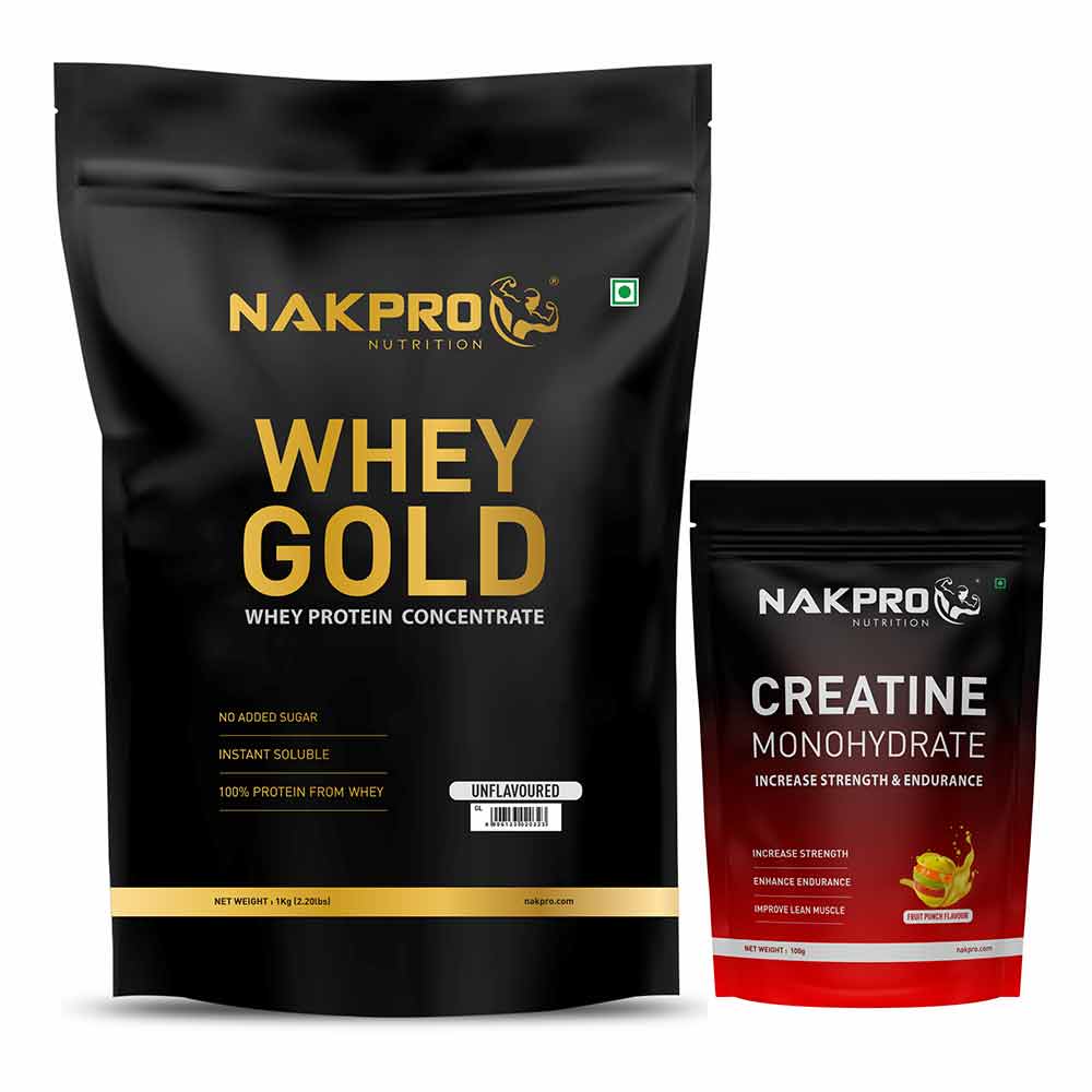Nakpro Whey Gold Protein Concentrate,  2.2 lb  Unflavoured with Creatine Monohydrate 0.22 lb Fruit Punch -image-24