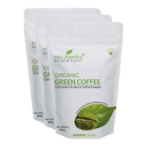 Neuherbs Organic Green Coffee Beans Powder for Weight Loss - Pack of 3,  0.8 kg 