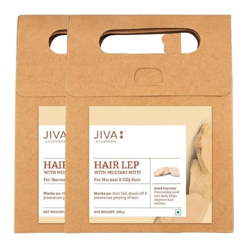 1 - Jiva Ayurveda Hair Lep with Multani Mitti,  100 g  for Normal & Oily Hair (Pack of 2) 