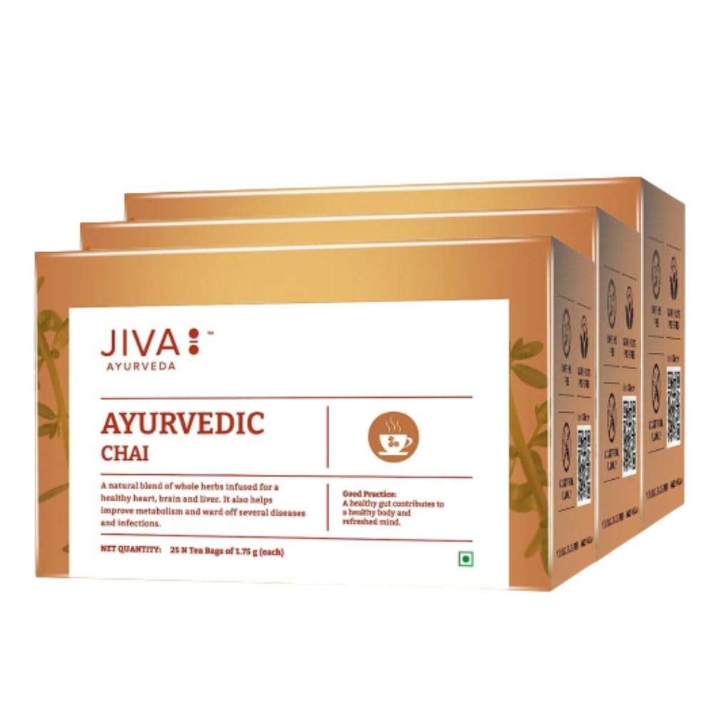 1 - Jiva Ayurveda Ayurvedic Chai,  Unflavoured (Pack of 3)  25 Tea Bag(s) 