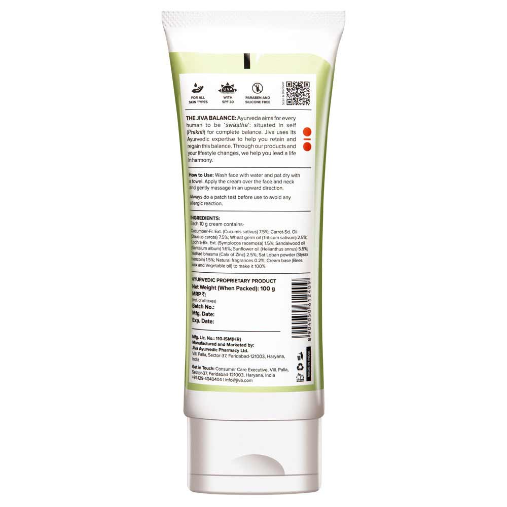 2 - Jiva Ayurveda Cucumber Cream,  100 g  Sun Protection (Pack of 2) 
