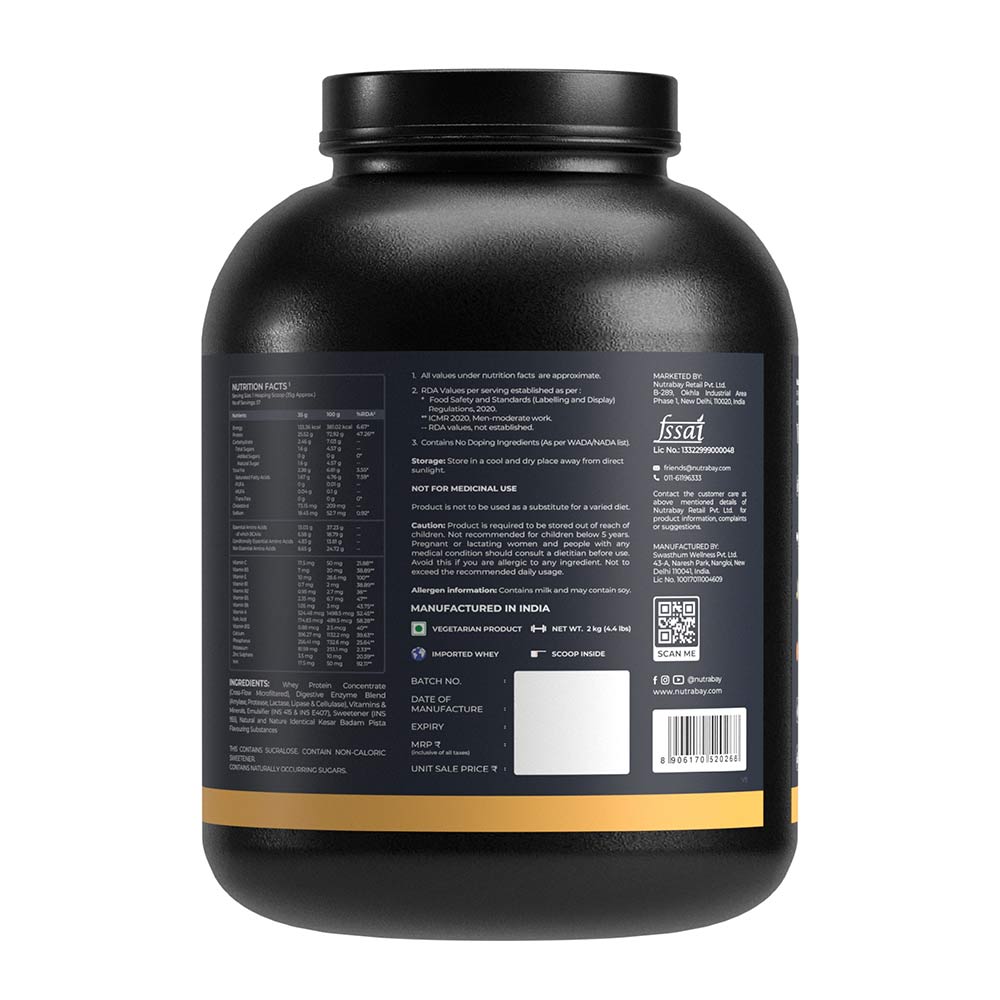 7 - Nutrabay Gold Concentrate Whey Protein,  4.4 lb  Kesar Badam Pista 