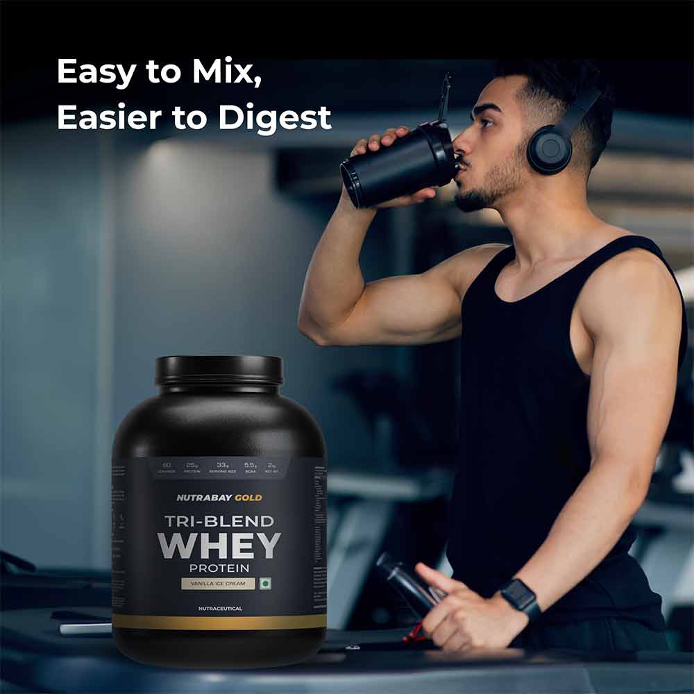 3 - Nutrabay Gold Tri-Blend Whey Protein,  4.4 lb  Vanilla Ice Cream 