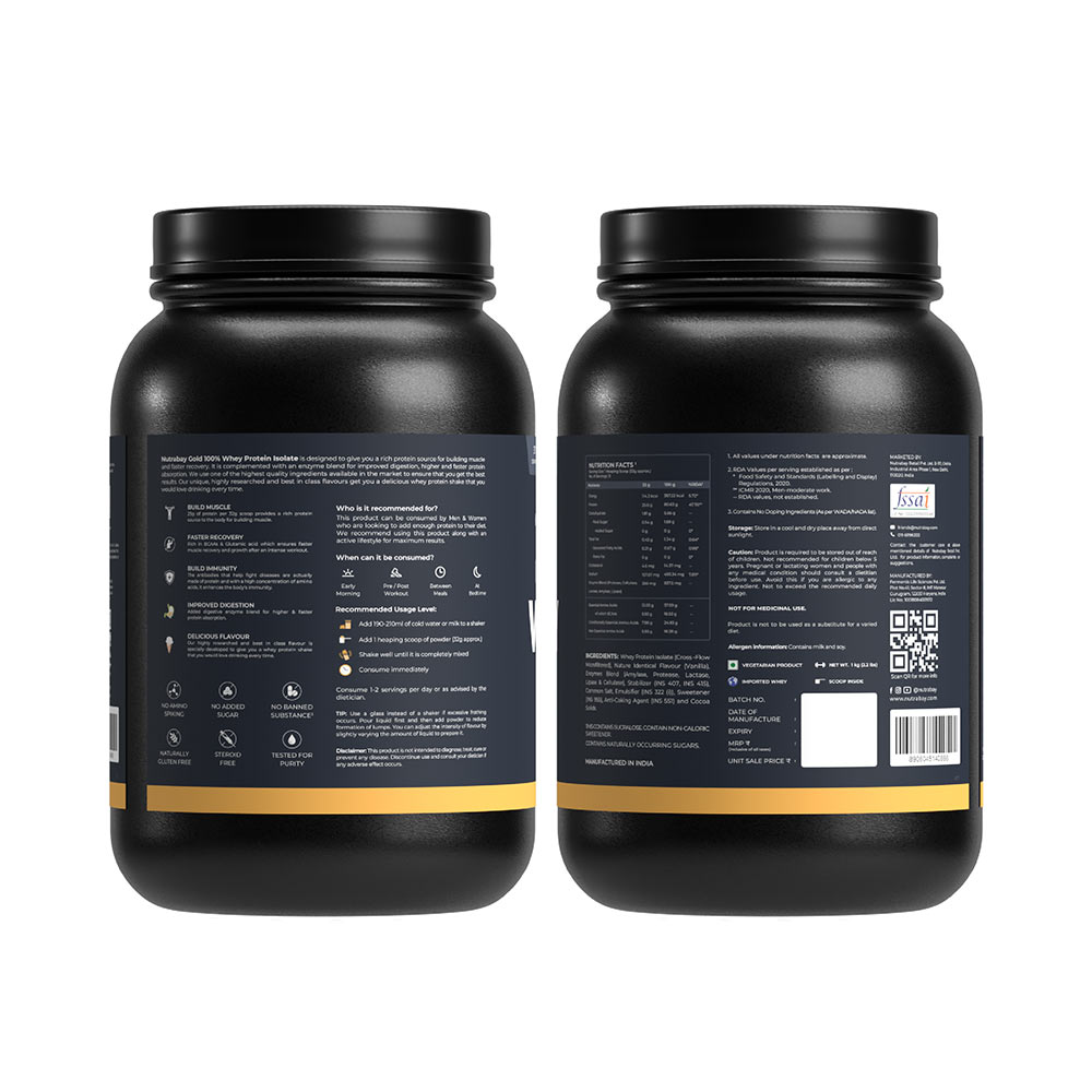 7 - Nutrabay Gold Isolate Whey Protein,  2.2 lb  Vanilla Ice Cream 