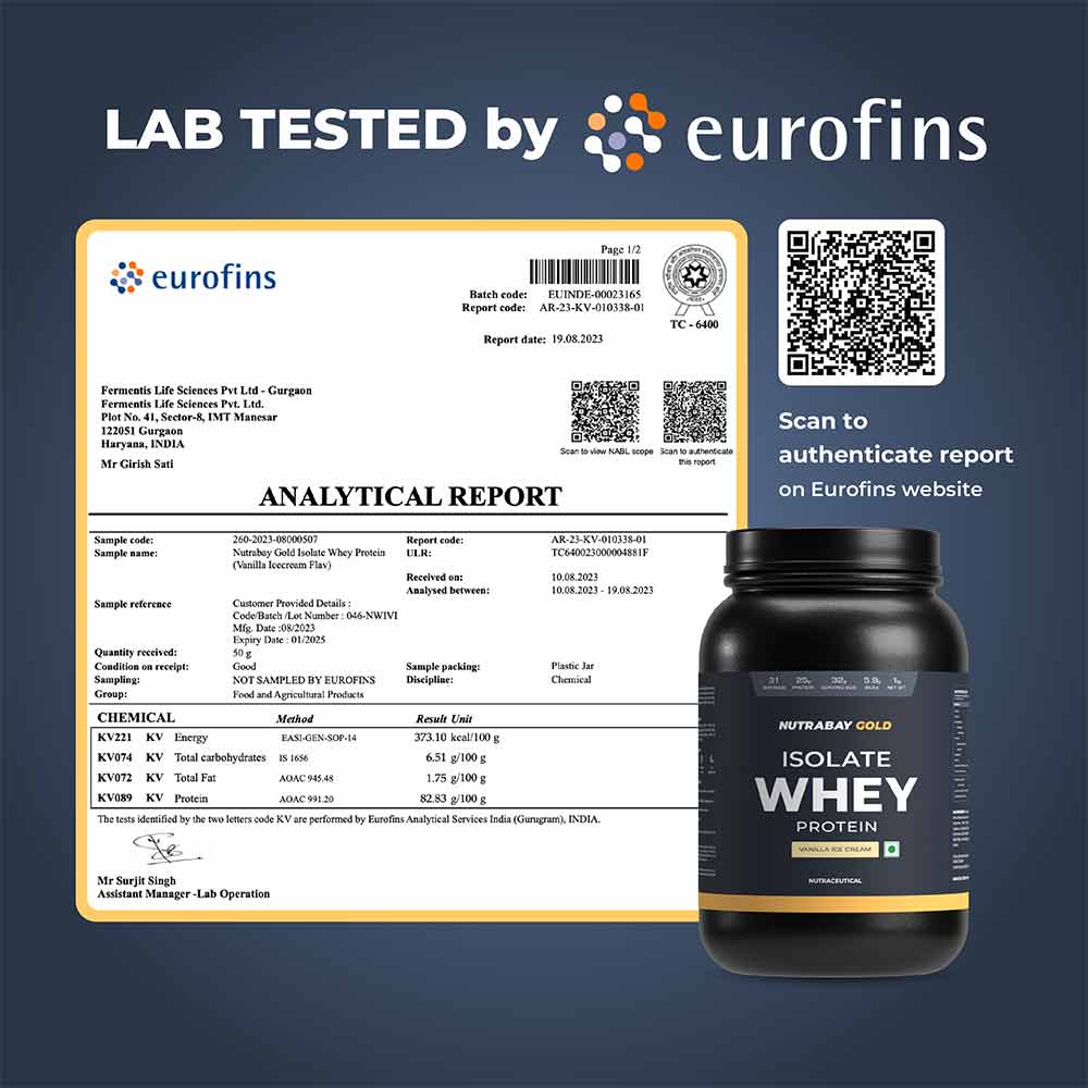 4 - Nutrabay Gold Isolate Whey Protein,  2.2 lb  Vanilla Ice Cream 