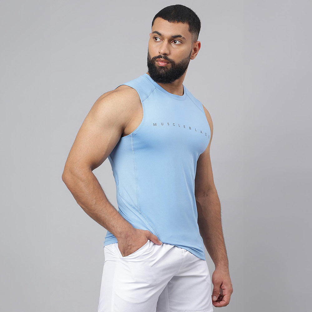 4 - MuscleBlaze Air Tech Compression MuscleTank,  Dusk Blue  Small