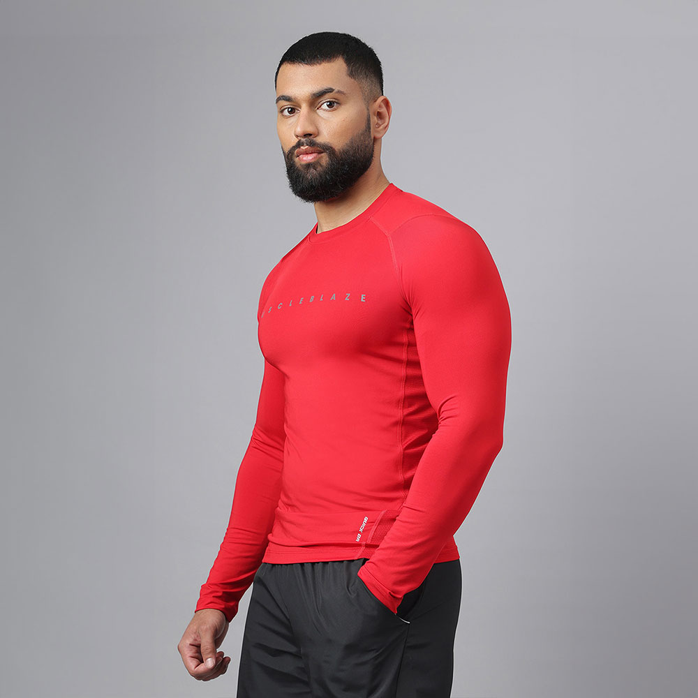 3 - MuscleBlaze Air Tech Compression MuscleTee Full Sleeve,  Red  X-Large