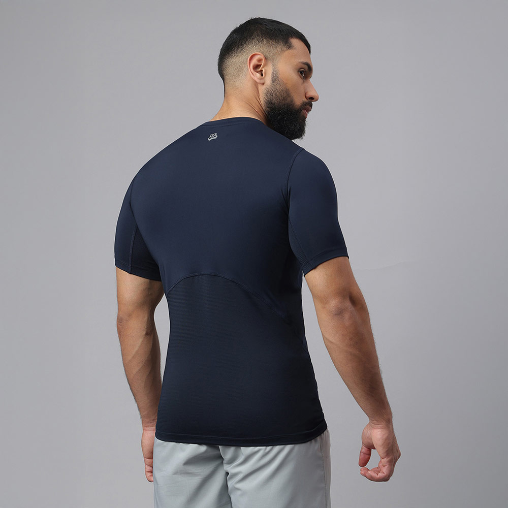 5 - MuscleBlaze Air Tech Compression MuscleTee Half Sleeve,  Navy  Large