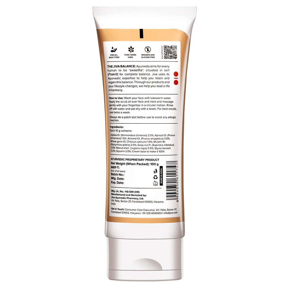 2 - Jiva Ayurveda Walnut Scrub,  100 g  Natural Exfoliator (Pack of 3) 