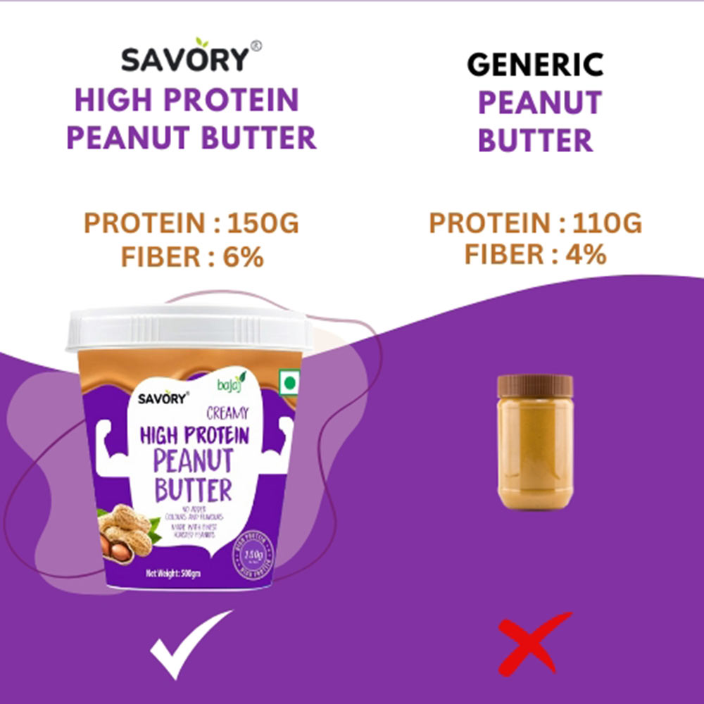 7 - Savory High Protein Peanut Butter,  500 g  Creamy 