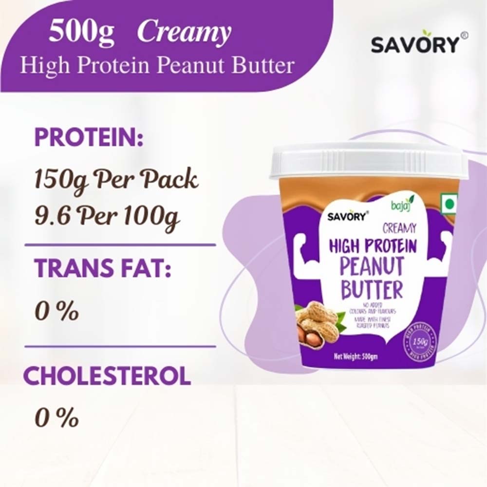 3 - Savory High Protein Peanut Butter,  500 g  Creamy 