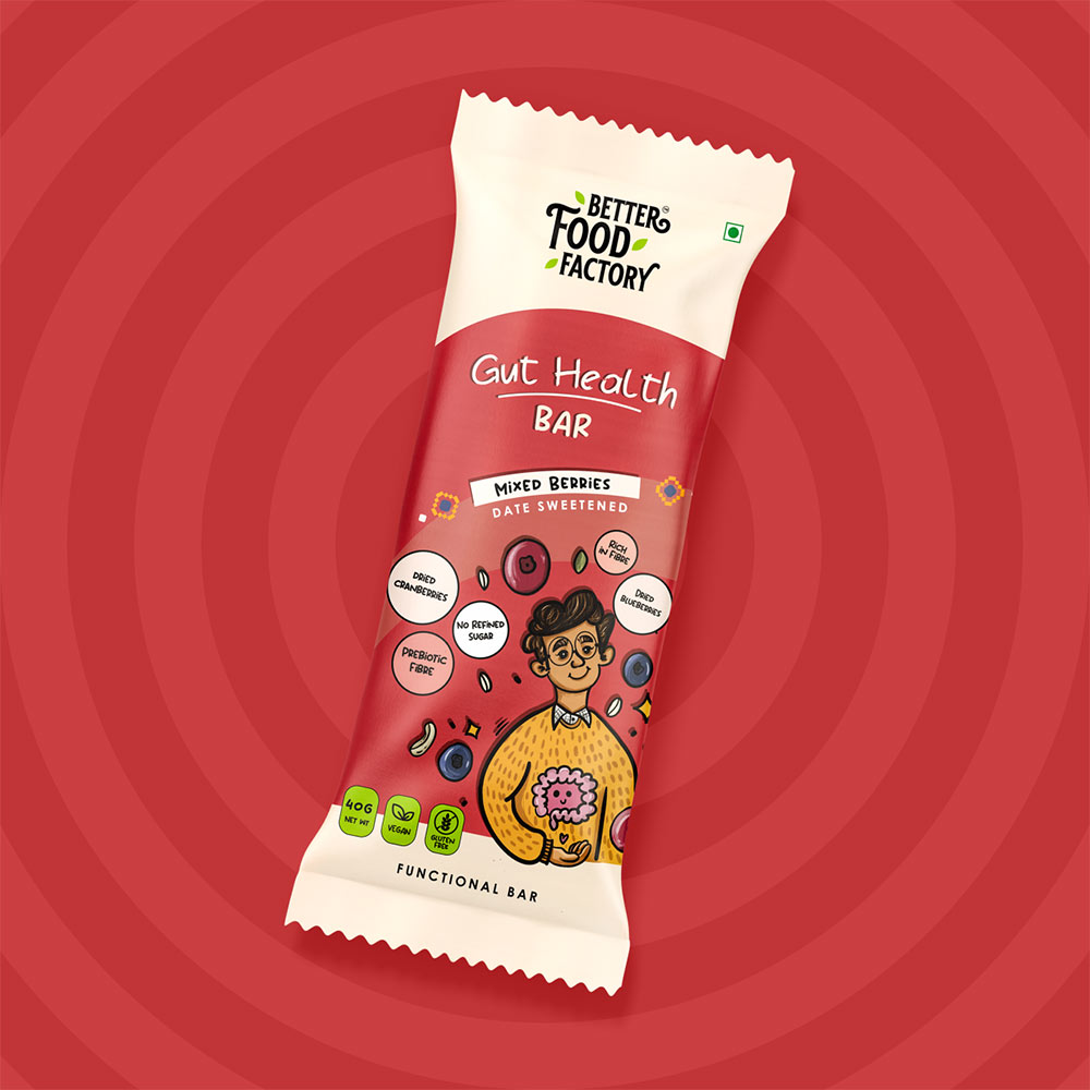 2 - Better Food Factory Gut Health Bar,  8 bar(s)  Mixed Berries 