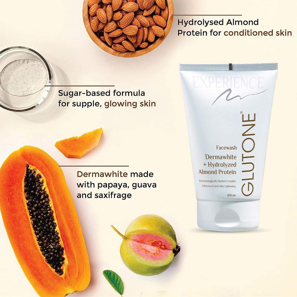 4 - Glutone Dermawhite & Hydrolyzed Almond Protein Face Wash,  100 ml  for Effective & Safe Skin Lightening (Pack of 6) 