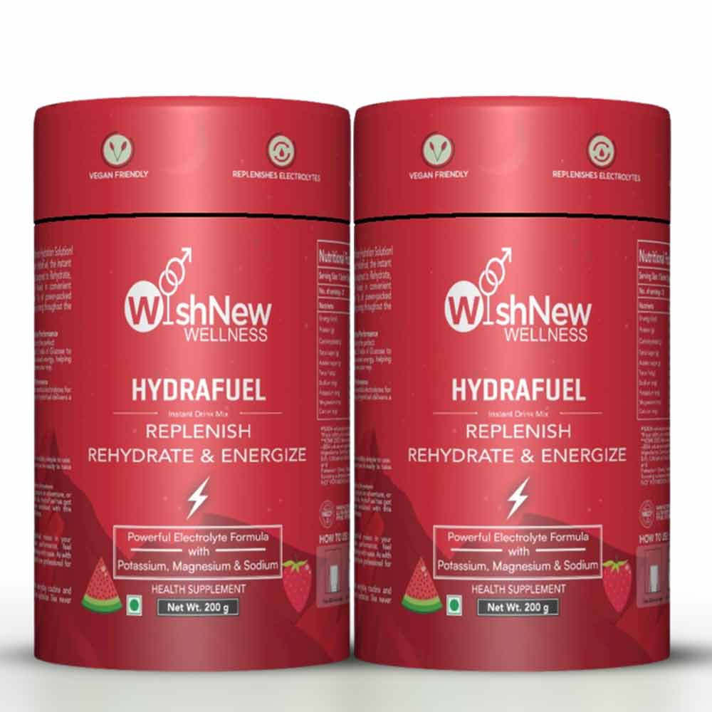 1 - WishNew Wellness Hydrafuel Instant Drink Mix,  20 sachets/pack  Strawberry & Watermelon (Pack of 2) 
