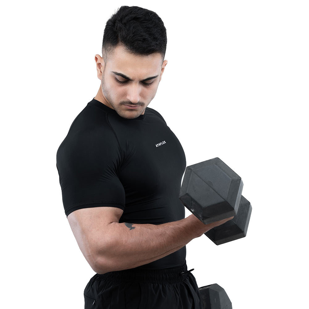 3 - Athflex Men's Half Sleeve Ace Compression T-Shirt,  XL  Black 