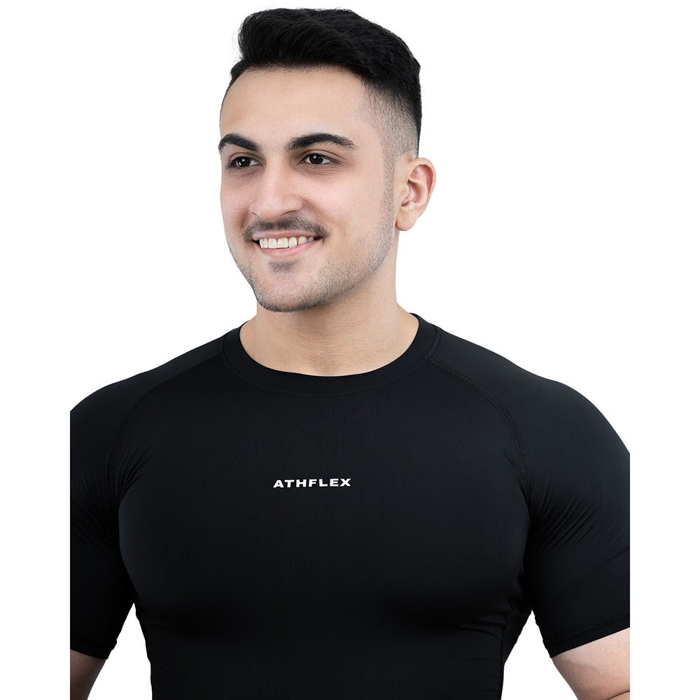 5 - Athflex Men's Half Sleeve Ace Compression T-Shirt,  Large  Black 