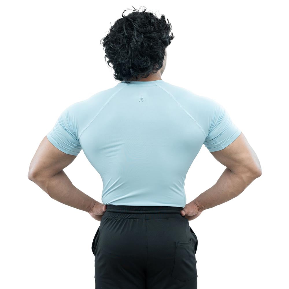 4 - Athflex Men's Half Sleeve Ace Compression T-Shirt,  Small  Powder Blue 