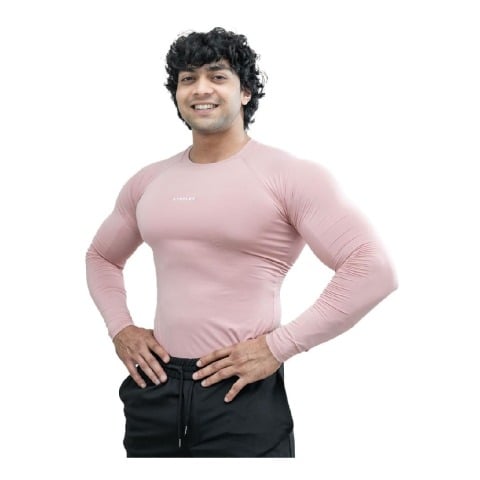 1 - Athflex Men's Full Sleeve Ace Compression T-Shirt,  Small  Rusty Pink 