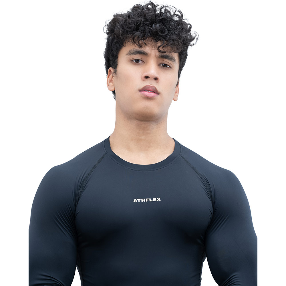 5 - Athflex Men's Full Sleeve Ace Compression T-Shirt,  XXL  Black 