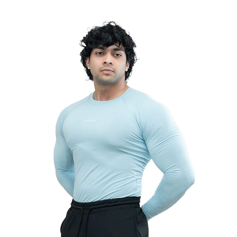 2 - Athflex Men's Full Sleeve Ace Compression T-Shirt,  XXL  Powder Blue 