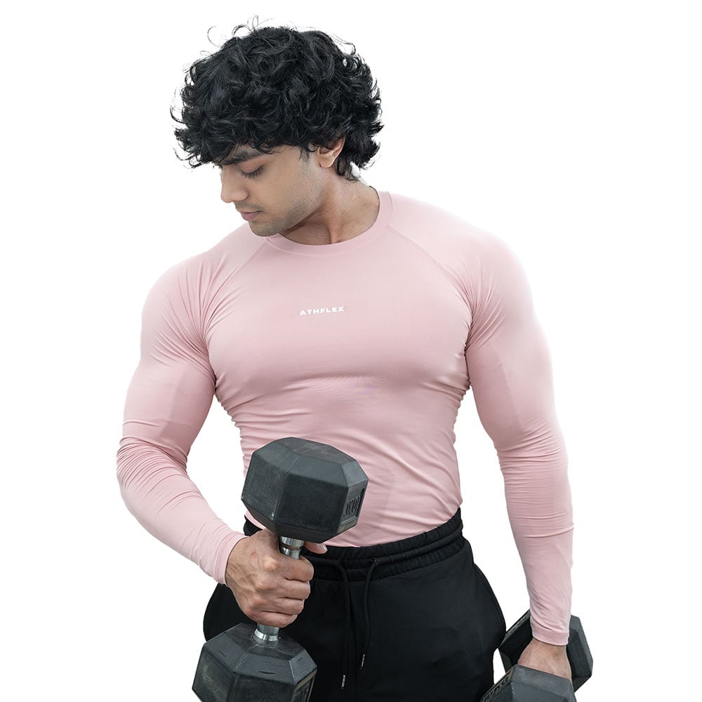 2 - Athflex Men's Full Sleeve Ace Compression T-Shirt,  Small  Rusty Pink 