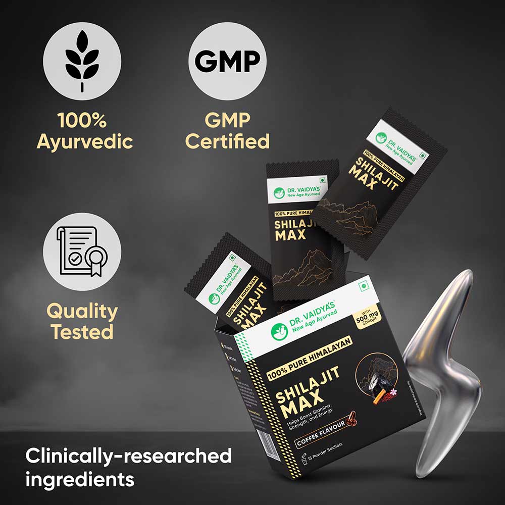 6 - Dr. Vaidya's 100% Pure Himalayan Shilajit Max flavour Coffee,  15 sachets/pack 