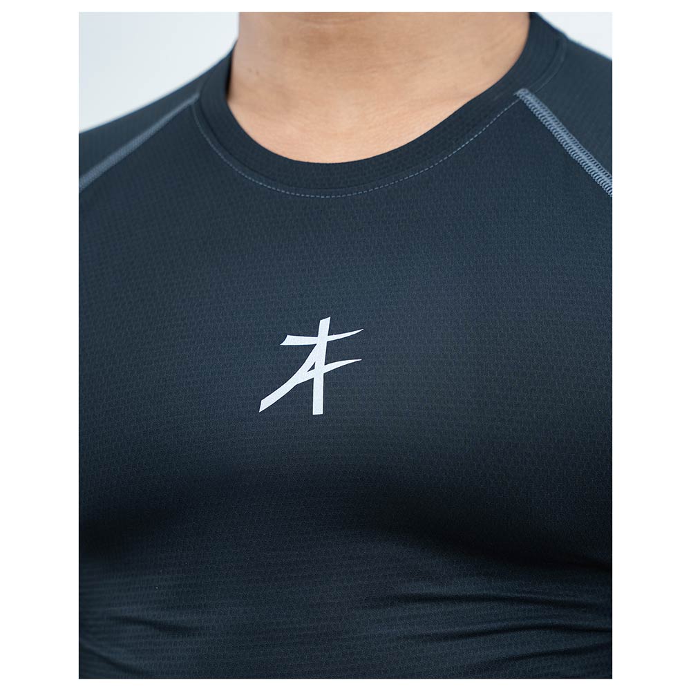 8 - Athflex Men's Muscle Fit Full Sleeve Textured Compression T-Shirt,  Medium  Black 