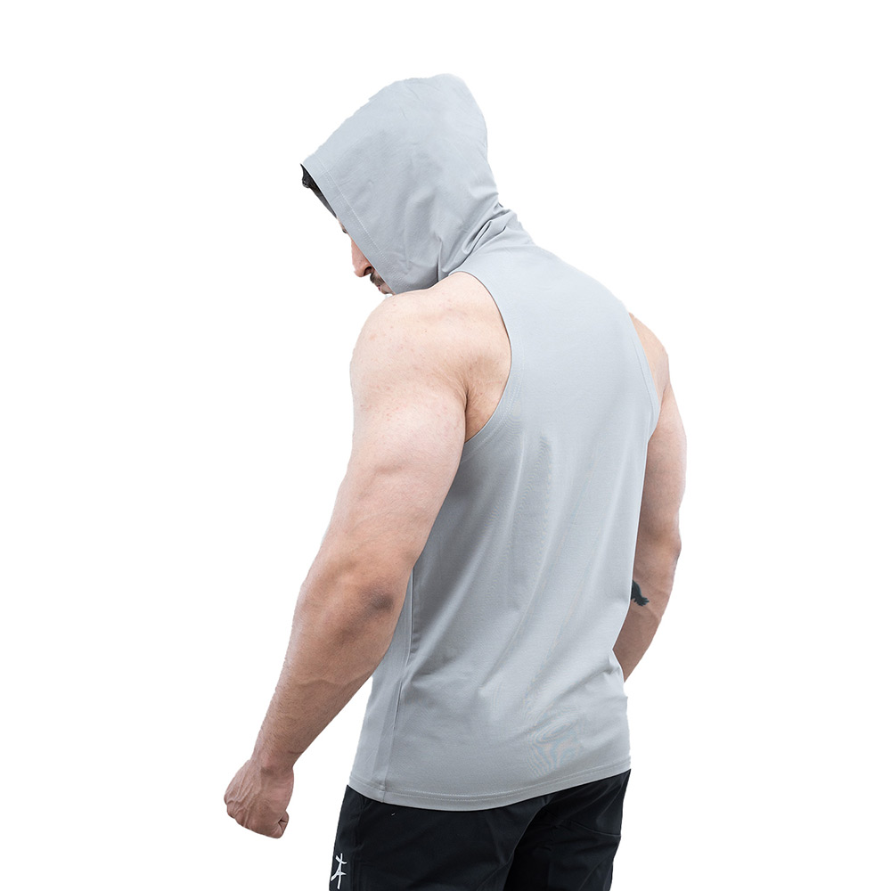 3 - Athflex Men's Activewear Training Sleeveless Gym and Sports Hoodie,  Grey  Large 
