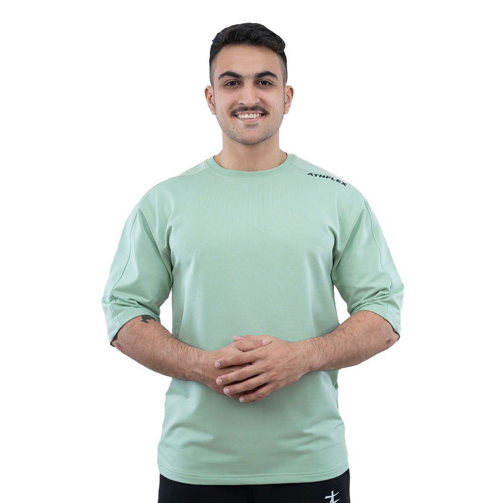 1 - Athflex Men's Flex Ample Oversize T-Shirt,  Medium  Green 