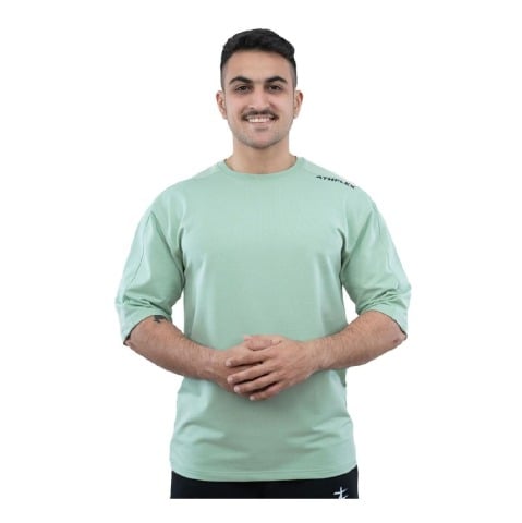 1 - Athflex Men's Flex Ample Oversize T-Shirt,  Small  Green 
