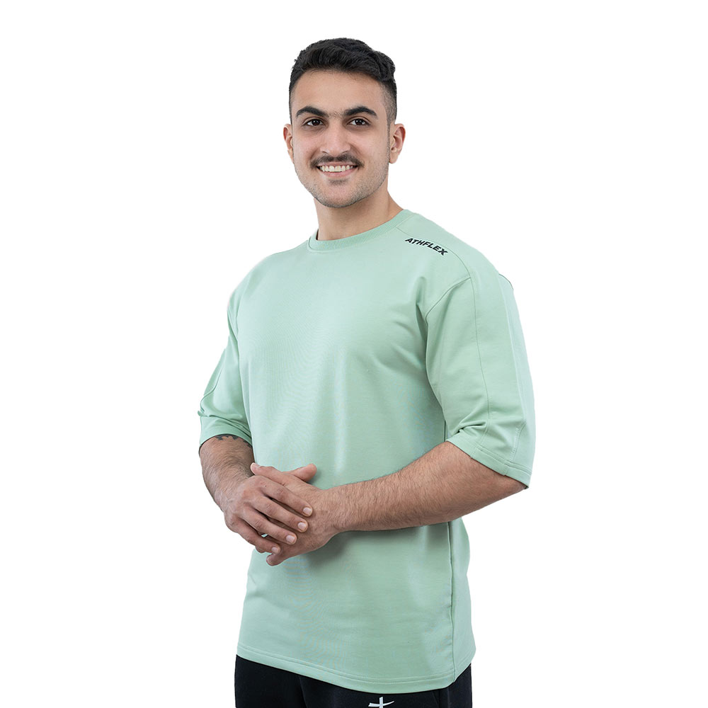 3 - Athflex Men's Flex Ample Oversize T-Shirt,  Medium  Green 