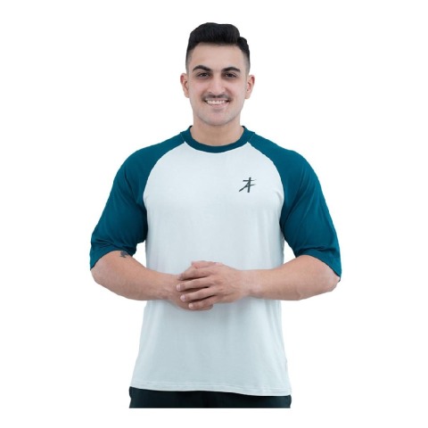 1 - Athflex Men's 90's Oversized Raglan T-Shirt,  Large  Morning Mist 