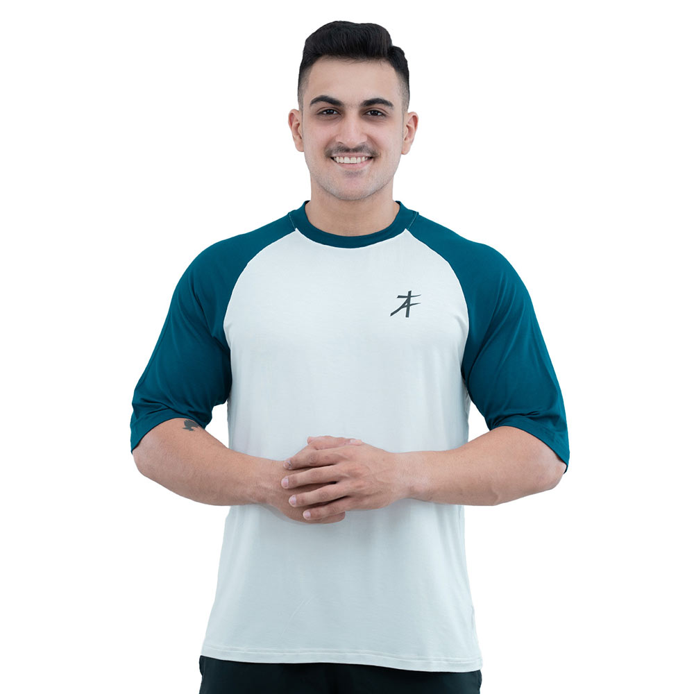 1 - Athflex Men's 90's Oversized Raglan T-Shirt,  Large  Morning Mist 