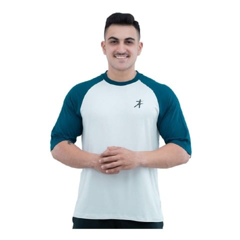 1 - Athflex Men's 90's Oversized Raglan T-Shirt,  Small  Morning Mist 