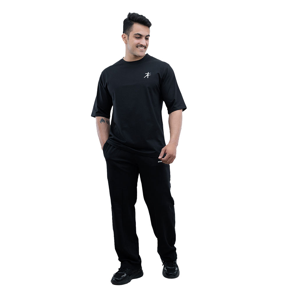 6 - Athflex Men's Premium Training Oversize Half-Sleeve T-Shirt,  XXL  Black 
