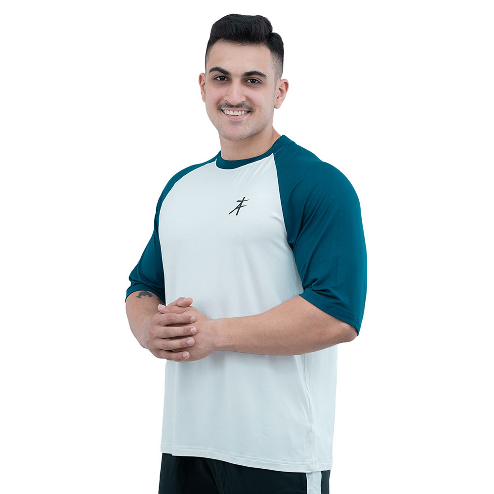 3 - Athflex Men's 90's Oversized Raglan T-Shirt,  Large  Morning Mist 