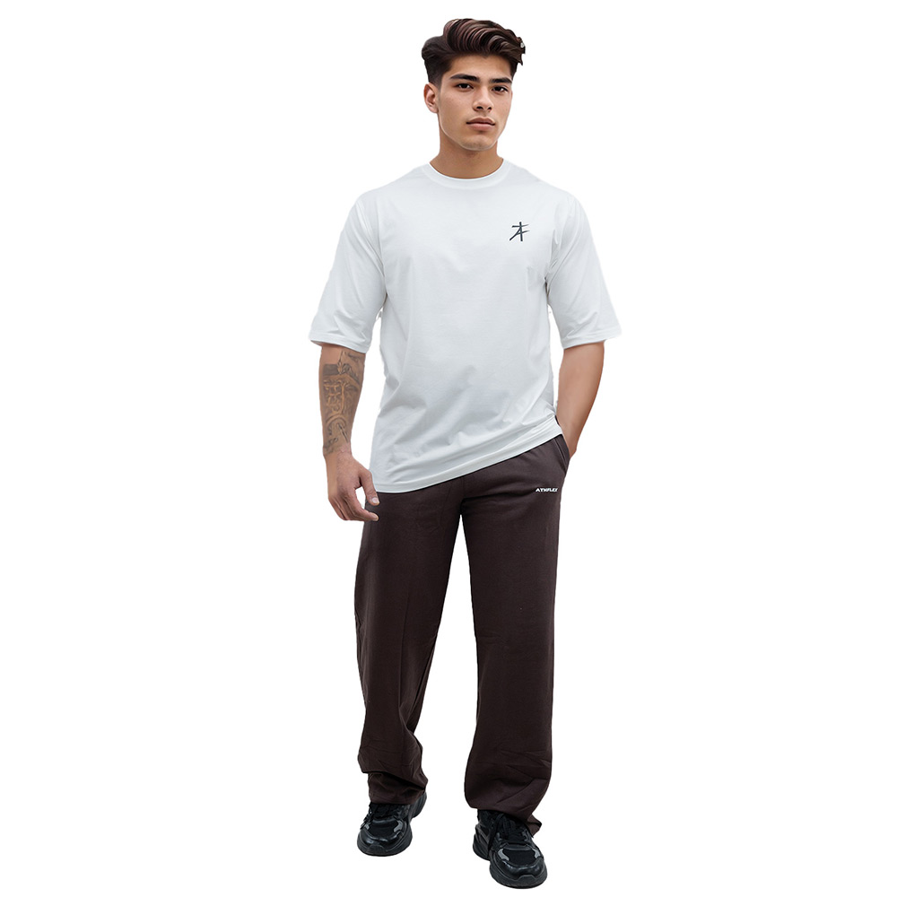 3 - Athflex Men's Premium Training Oversize Half-Sleeve T-Shirt,  Large  White 