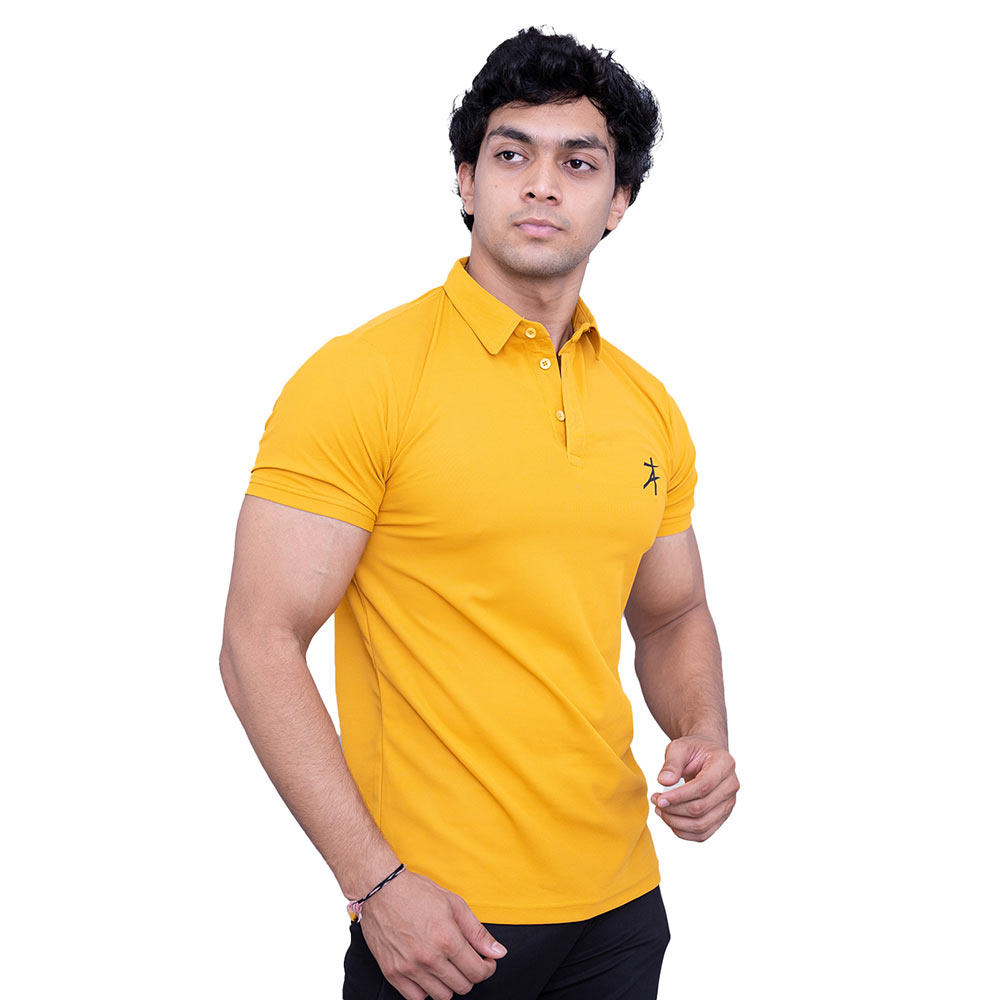 3 - Athflex Men's Regular Fit Half Sleeve Pique Polo T-Shirt,  Large  Corn Yellow 