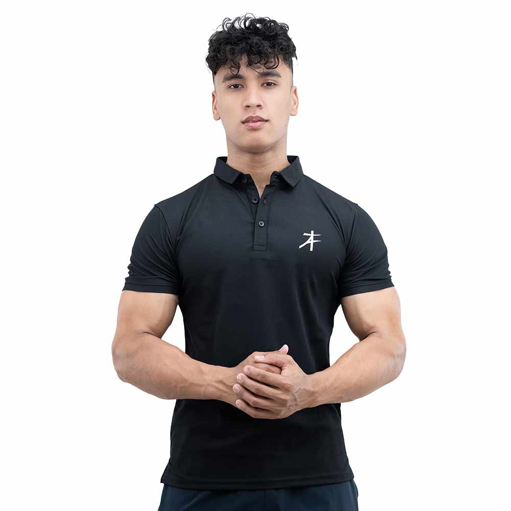 1 - Athflex Men's Regular Fit Half Sleeve Pique Polo T-Shirt,  Small  Stud Black 