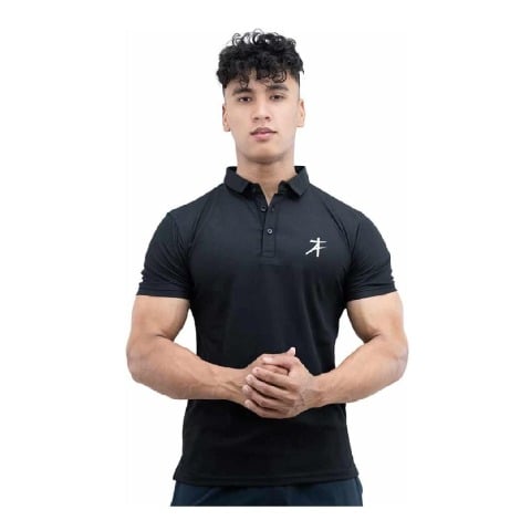 1 - Athflex Men's Regular Fit Half Sleeve Pique Polo T-Shirt,  XXL  Stud Black 