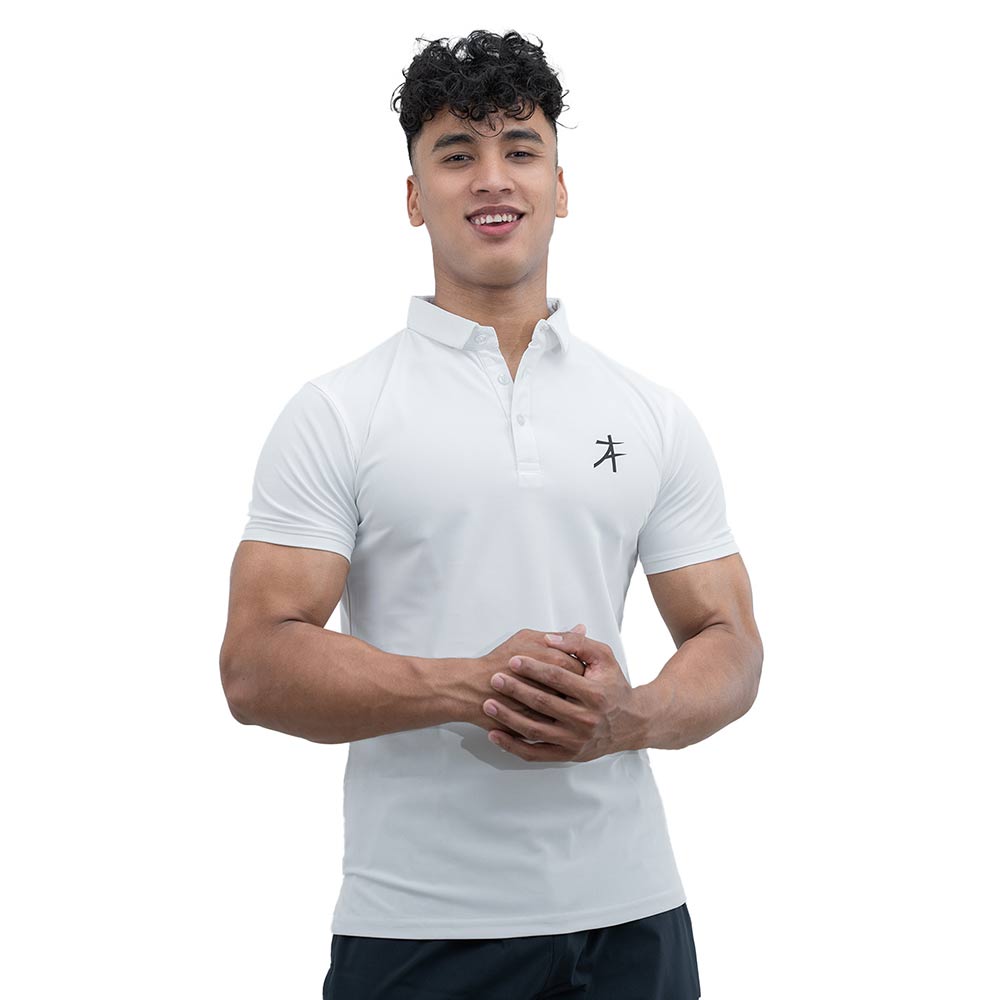 2 - Athflex Men's Regular Fit Half Sleeve Pique Polo T-Shirt,  XXL  Marble White 